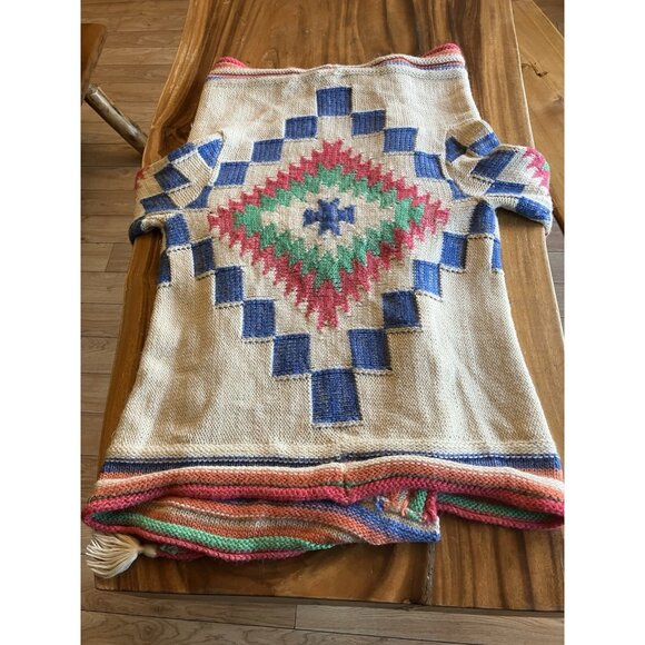 Lauren Ralph Lauren Knit Cardigan Sweater Shawl Wool Western Aztec Size S/M - Picture 10 of 10